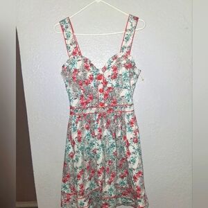 Voodoo Vixen Vintage Dress White Leopard Hibiscus Pin-up Rockabilly Rare Size M